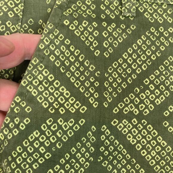 Gap geometric skinny khakis, cool print army green w/ deep yellow& white - Picture 3 of 10